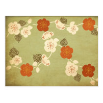 Vintage cherry blossom flowers Postcard postcards