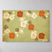 Vintage cherry blossom flowers Poster
