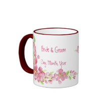 Vintage Cherry Blossom Save the Date Wedding Mugs