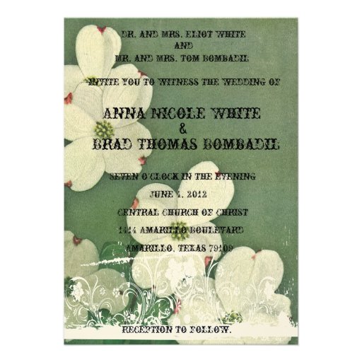 Vintage Cherry Blossom Wedding Invitation