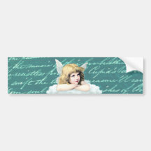 Vintage cherub angel on a cloud bumper stickers