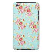 Vintage chic floral roses blue shabby rose flowers barely there iPod case