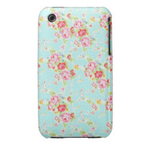 Vintage chic floral roses blue shabby rose flowers Case-Mate iPhone 3 cases