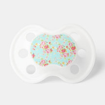 Vintage chic floral roses blue shabby rose flowers pacifiers