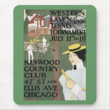 Vintage Chicago Tennis Poster Mouse Pads