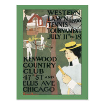 Vintage Chicago Tennis Poster Post Card