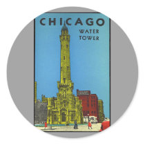Vintage Chicago Water Tower Round Sticker