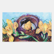 Vintage Chick in Iris Nest Stickers