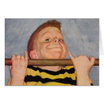 Vintage Child, Boy Doing Chin Ups, Exercise Sports Card