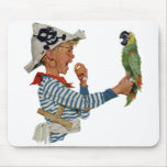 Vintage Child, Boy Playing Pirate with His Parrot Mousepads