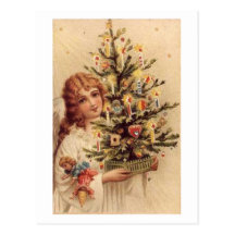 Vintage Child Carrying Tree Card Postcard