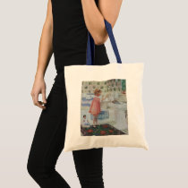 Vintage Child Doing Laundry, Hanging Clothes Bags