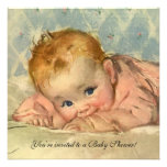 Vintage Child on Blanket, Baby Girl baby Shower Personalized Invitation