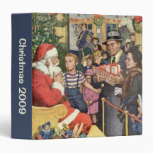 Vintage Child on Santa Claus Lap; Christmas Wish 3 Ring Binder