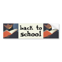 Vintage Child Reading a Book, Back to School Time! Bumper Sticker