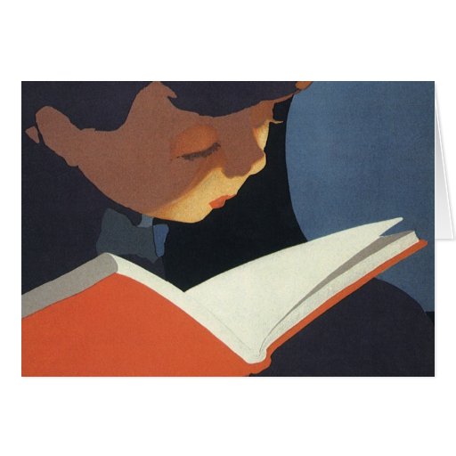 Vintage Child Reading a Book, Back to School Time! Card