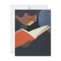 Vintage Child Reading a Book, Back to School Time! Custom Invitation
