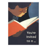 Vintage Child Reading a Book, Back to School Time! Custom Invites