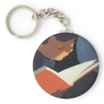 Vintage Child Reading a Book, Back to School Time! Key Chains