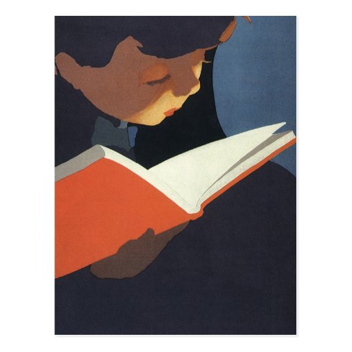 Vintage Child Reading a Book, Back to School Time! Post Card