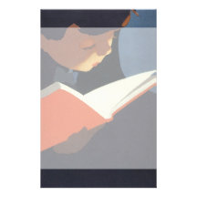 Vintage Child Reading a Book, Back to School Time! Custom Stationery