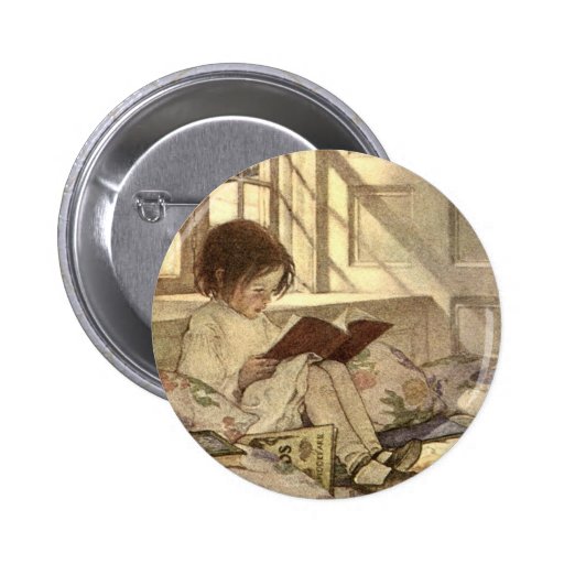 Vintage Child Reading a Book, Jessie Willcox Smith Pin