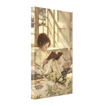 Vintage Child Reading a Book, Jessie Willcox Smith Canvas Print