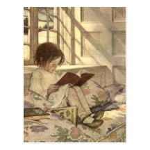 Vintage Child Reading a Book, Jessie Willcox Smith Postcard