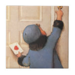 Vintage Child with Valentine's Day Letter Ceramic Tile