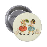 Vintage Children and Rabbits Pinback Buttons