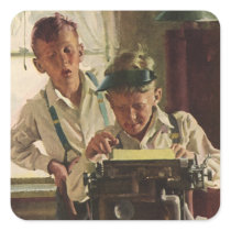 Vintage Children as Newspaper Journalists, Writers Stickers