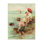 Vintage Children At The Beach Postcard
