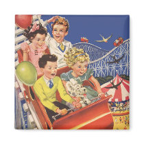 Vintage Children Balloons Dog Roller Coaster Ride