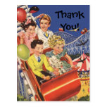Vintage Children Balloons Dog Roller Coaster Ride Postcard