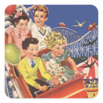 Vintage Children Balloons Dog Roller Coaster Ride