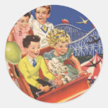 Vintage Children Balloons Dog Roller Coaster Ride Sticker
