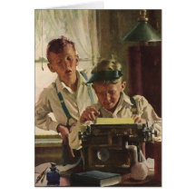 Vintage Children Boy Newspaper Journalists, Writer Card