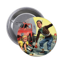 Vintage Children, Boy Safety Patrol Helping Girl