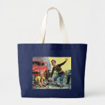 Vintage Children, Boy Safety Patrol Helping Girl Canvas Bags