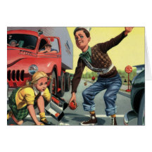 Vintage Children, Boy Safety Patrol Helping Girl Cards