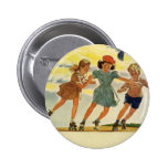 Vintage Children, Boys Girls Fun Roller Skating Buttons