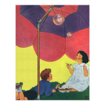 Vintage Children, Girl and Boy Blowing Bubbles Invitations