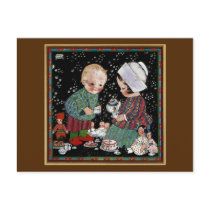 Vintage Children Having a Tea Party with Dolls Post Card