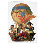 Vintage Children in Hot Air Balloon; Safe Journey Greeting Cards