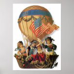 Vintage Children in Hot Air Balloon; Safe Journey Posters