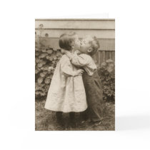 Vintage Children Kissing; Their First Kiss Card