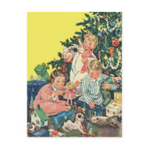 Vintage Children Opening Christmas Presents