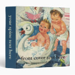 Vintage Children Playing w Bubbles in Swan Bathtub Vinyl Binder