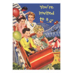 Vintage Children Roller Coaster Fun Birthday Party Invitations