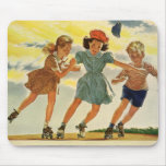 Vintage Children Roller Skating mousepads